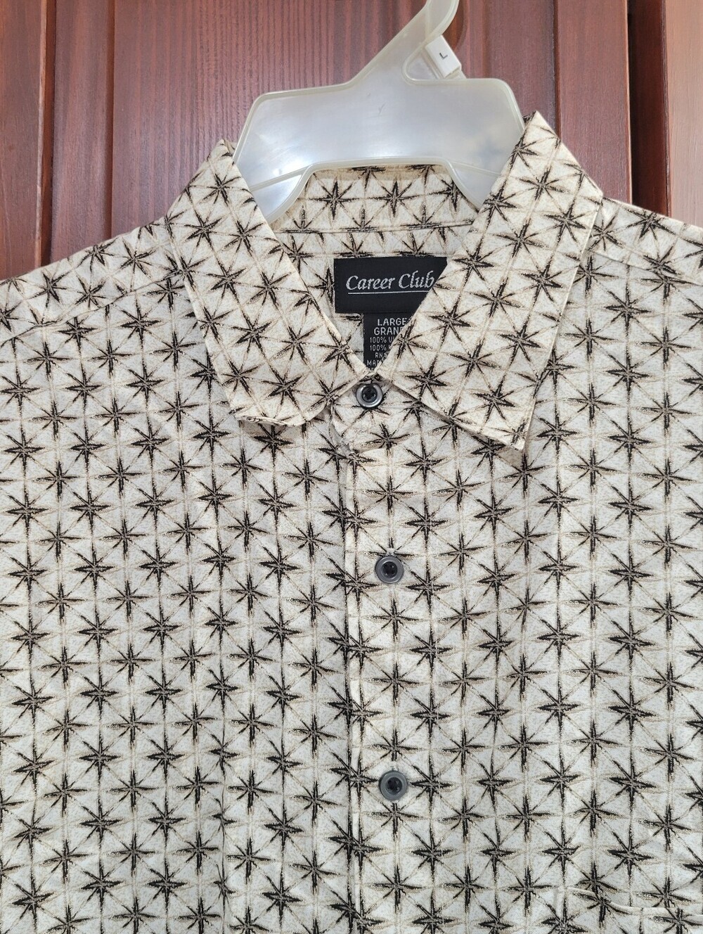 NWT Charter Club Casual Button Up Geometric Print Short Sleeve Large - Picture 2 of 11